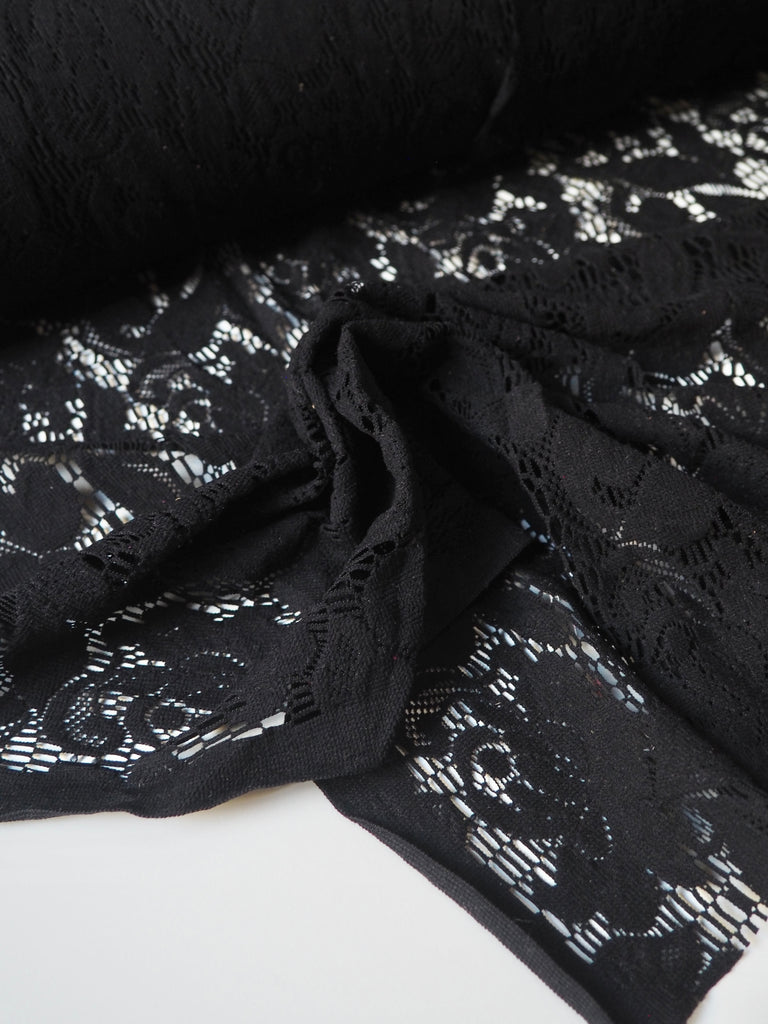 Black Soft Floral Stretch Lace