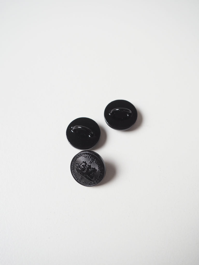 Black Metal Branded Shank Button 14mm