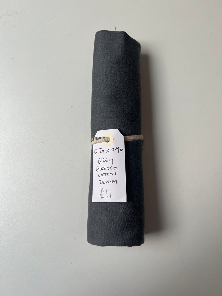 Grey Stretch Cotton Denim Remnant