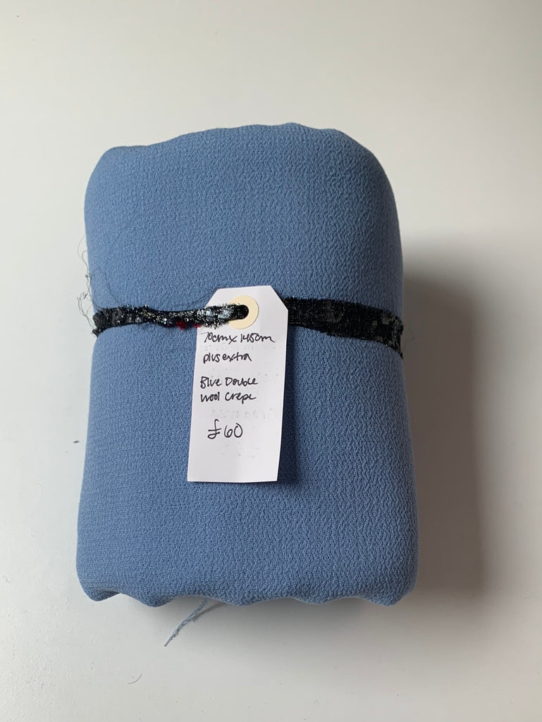 Blue Double Wool Crepe Remnant