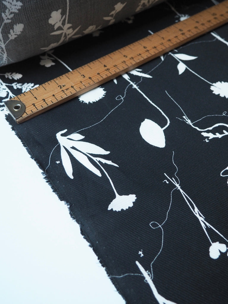 Monochrome Floral Study Tencel Twill