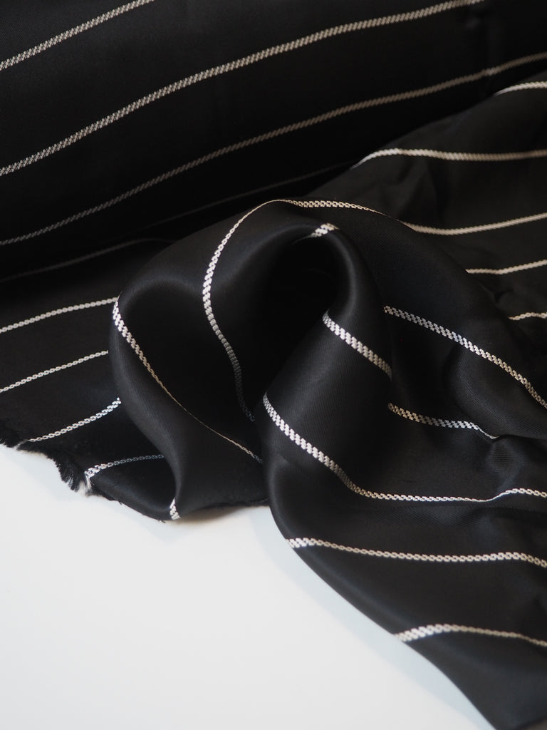 Black Braided Stripe Viscose Satin