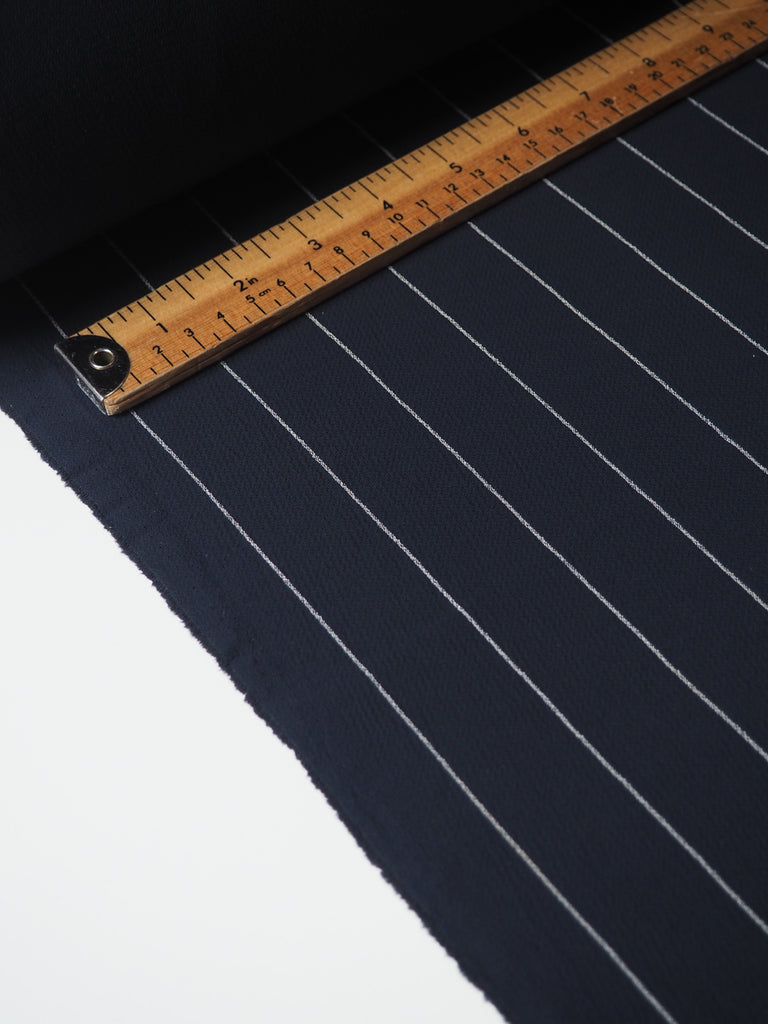 Navy Chalk Pinstripe Crepe