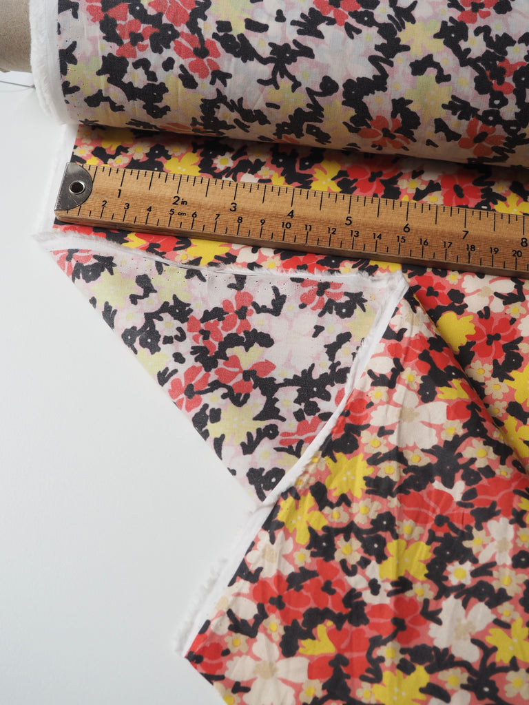 Red + Yellow Floral Cotton Poplin