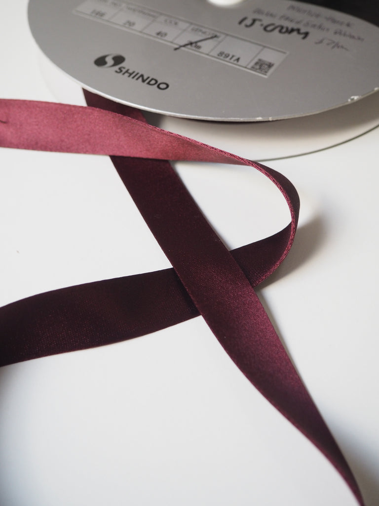 Shindo Merlot Thick Double Faced Satin Ribbon 20mm