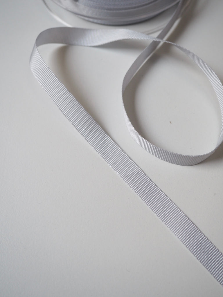 Silver Blue Grosgrain Ribbon 10mm