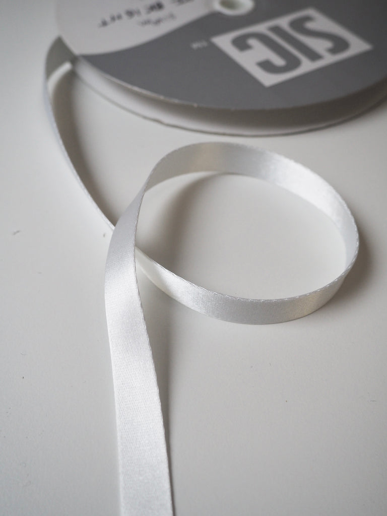 Shindo White Thick Double-Faced Satin Ribbon 12mm