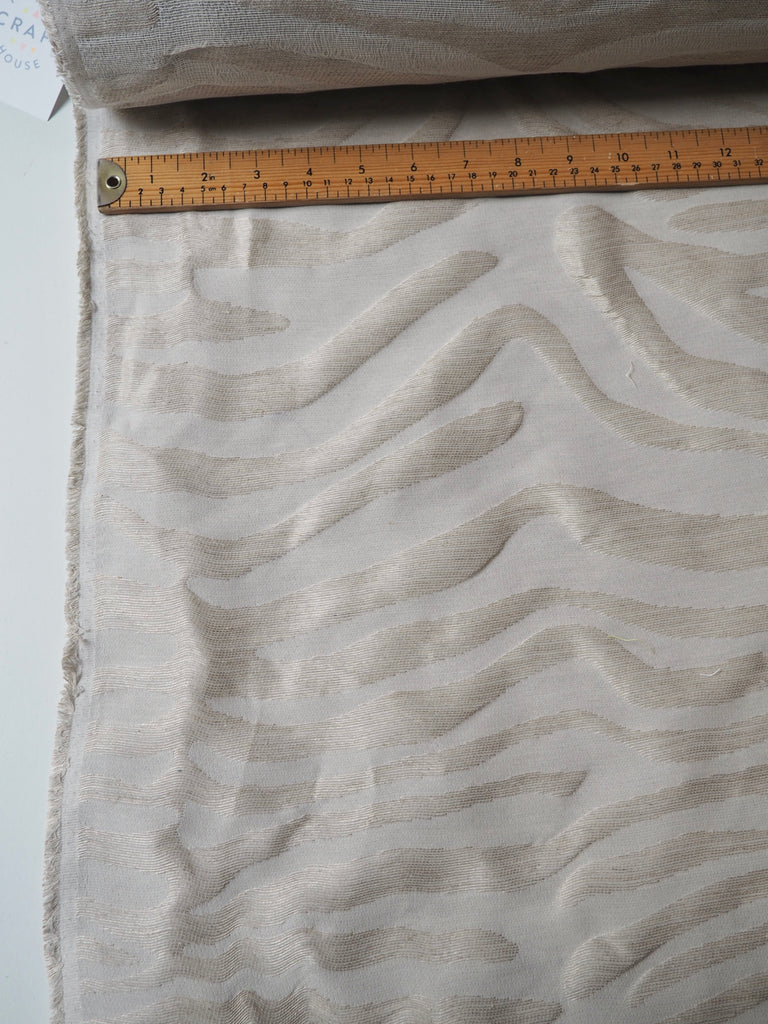 Natural Cotton/Linen Zebra Cloqué