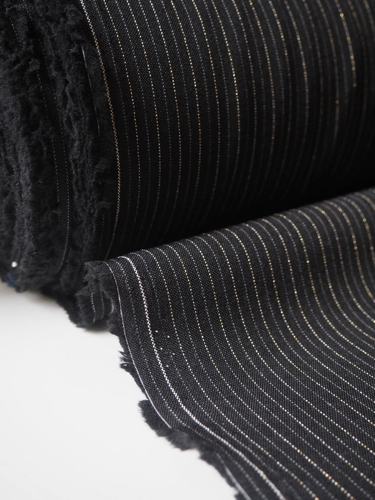 Black + Gold Lurex Pinstripe Suiting