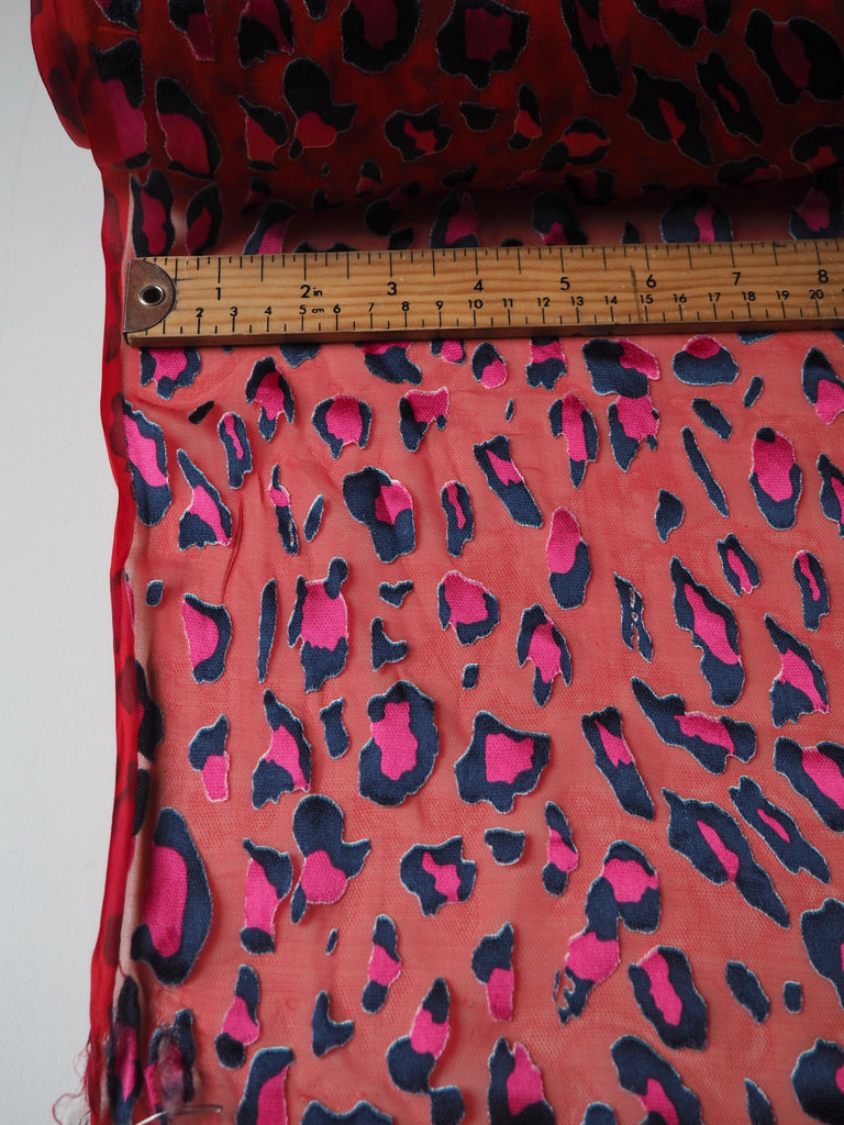 Red Leopard Burnout Chiffon