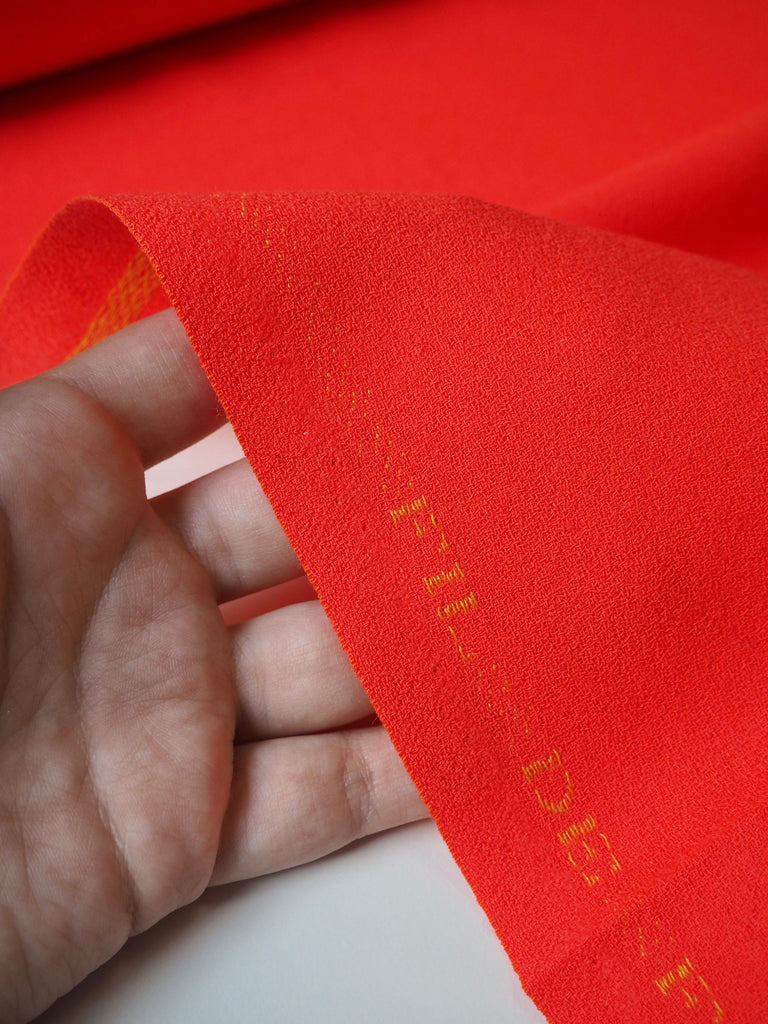 Fluro Orange Wool Crepe
