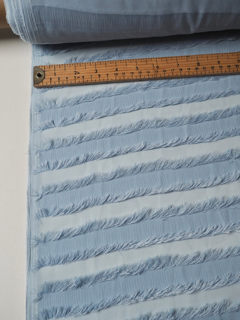 Light Blue Stripe Fringe Chiffon