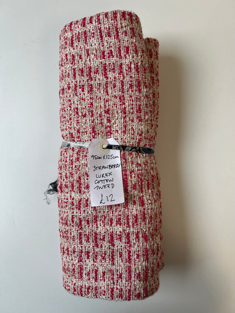 Strawberry Lurex Cotton Tweed Remnant