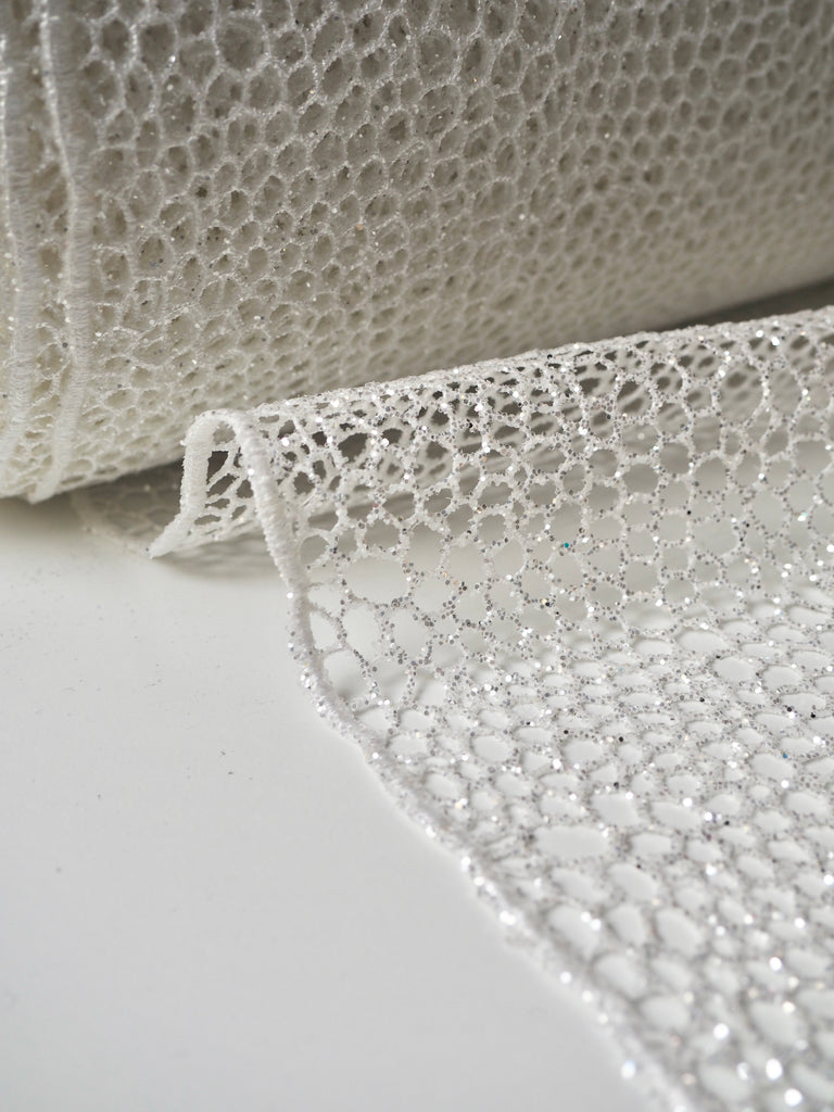 White Bubble Glitter Guipure Lace