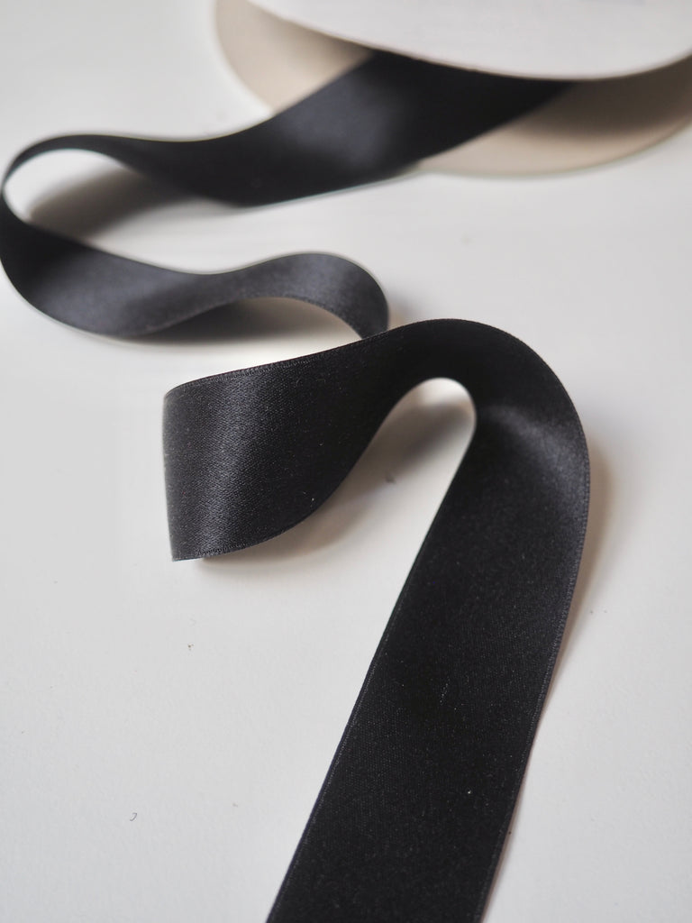 Black Silk Matte Satin Ribbon 25mm