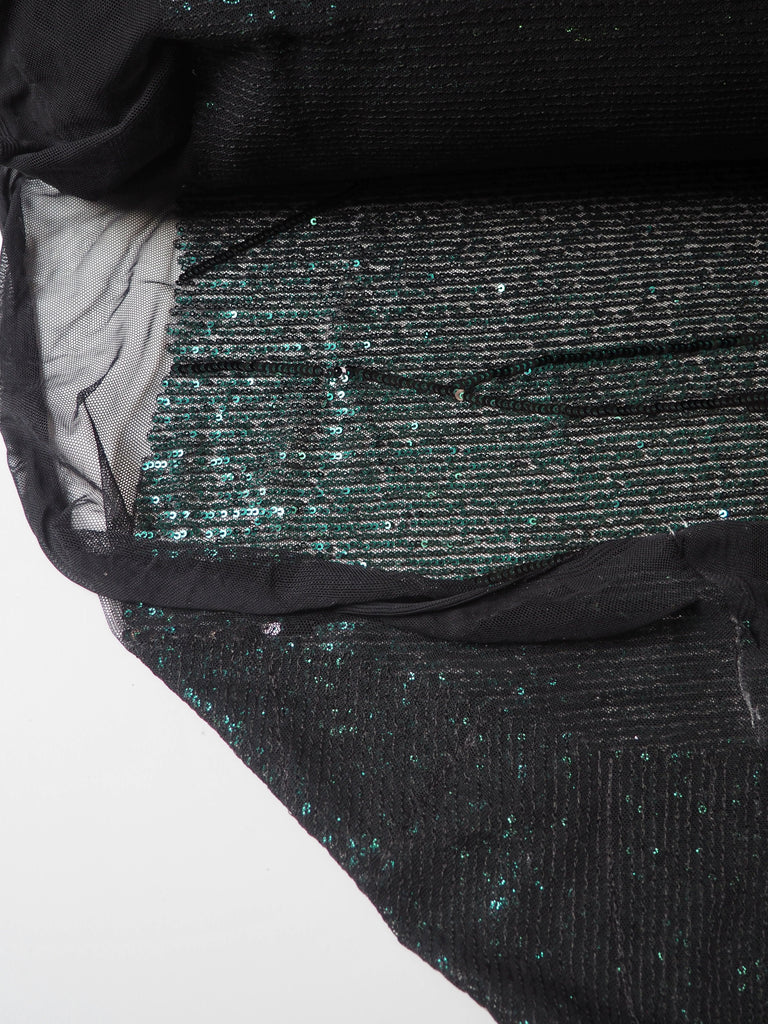 Green Swirl Mosaic Sequin Stretch Mesh