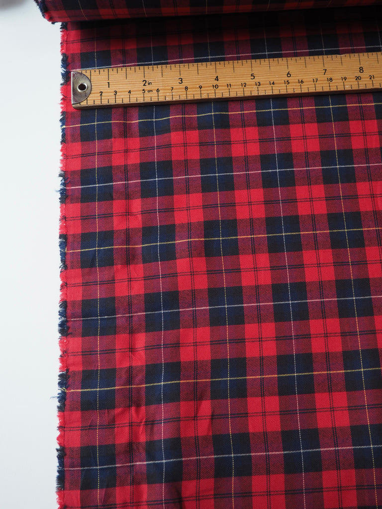 Red + Blue Check Cotton Twill