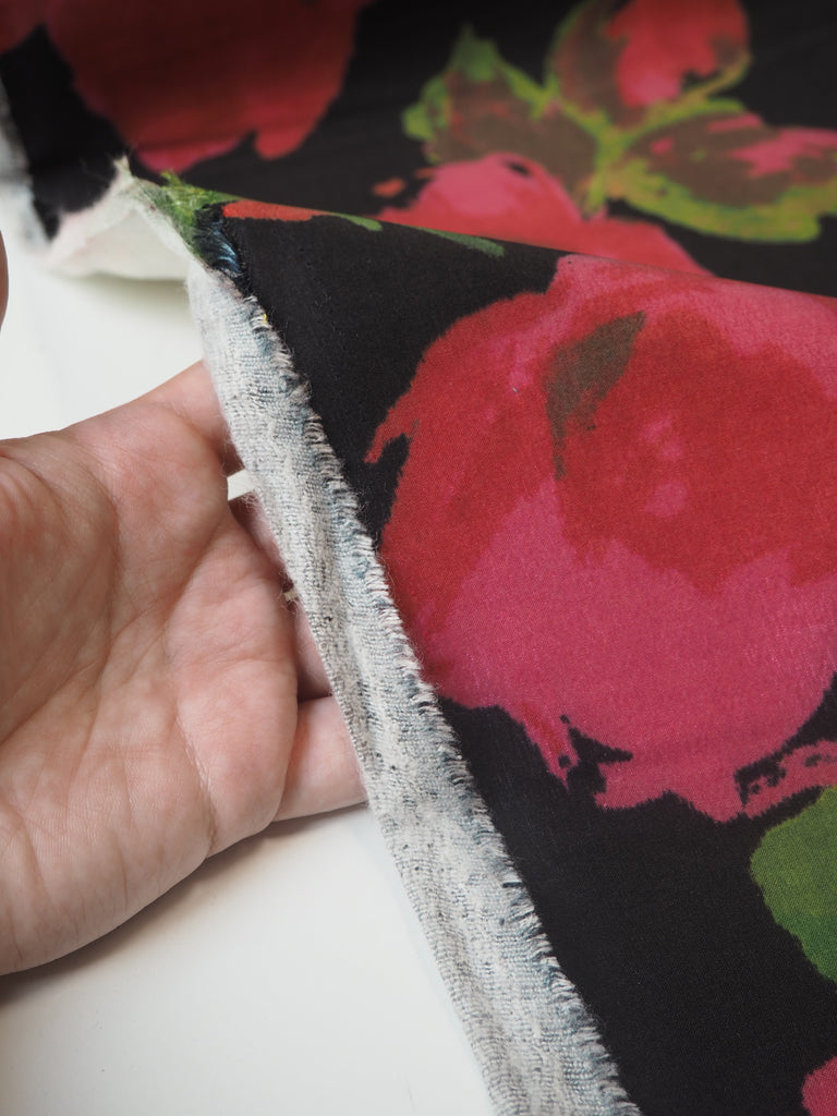 Pink Red Floral Sateen