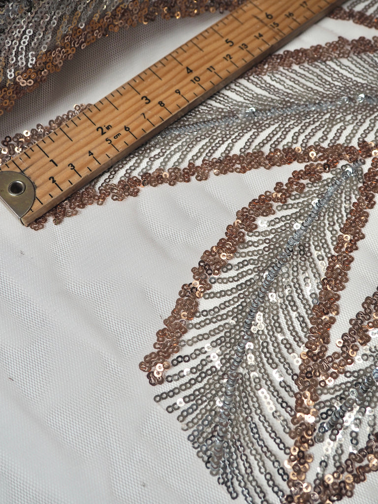 Blush + Silver Feather Sequin Tulle