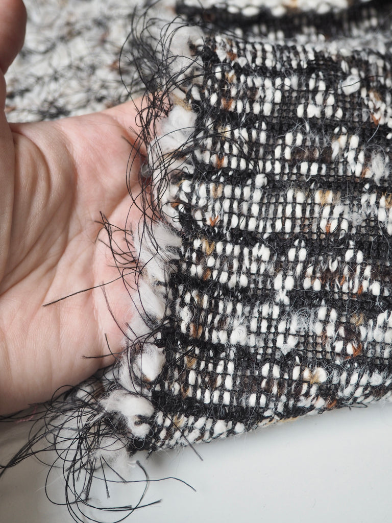 Fringed Cream Marl Boucle Wool Coating