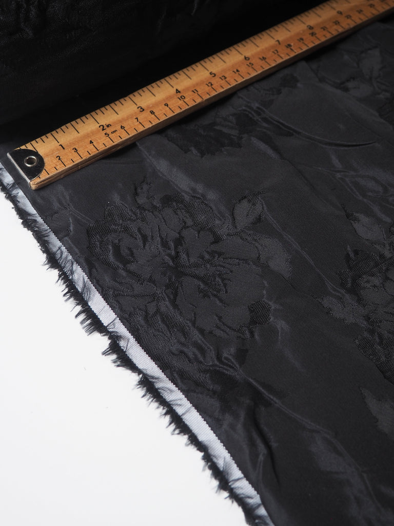 Black Floral Jacquard Cloqué