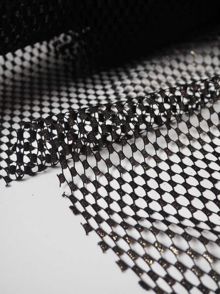 Black + Gold Metallic Fishnet