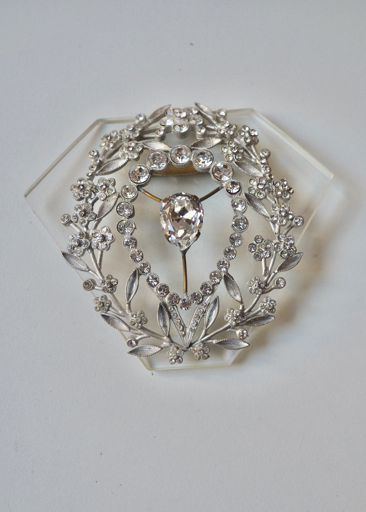 Silver Crystal Clear Brooches