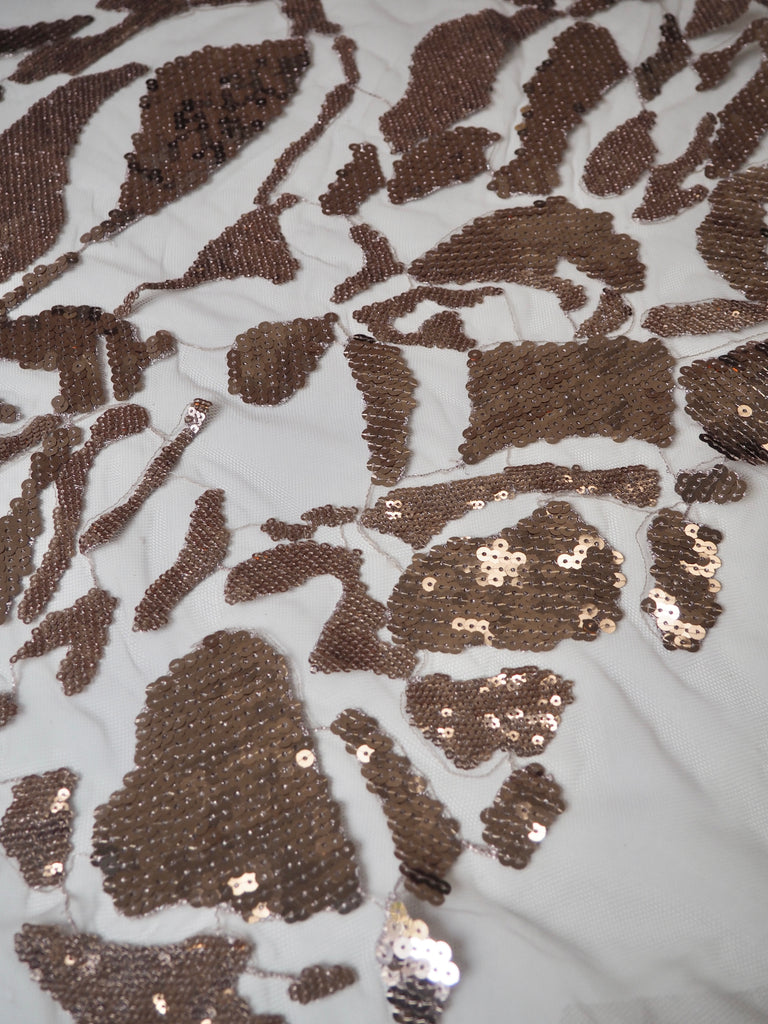 Rose Gold Abstract Sequin Tulle