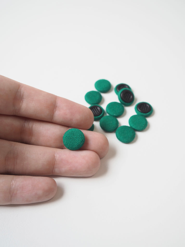 Emerald Wool Twill Covered Buttons 13mm