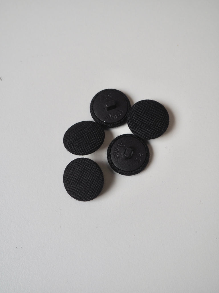 Black Fabric Covered Shank Buttons 20mm/32L