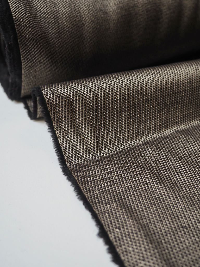 Black + Gold Wool/Viscose Twill Jacquard
