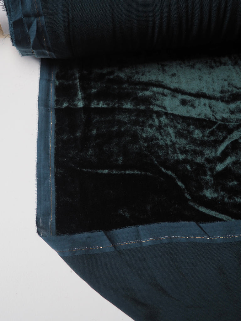 Rich Teal Silk/Viscose Velvet