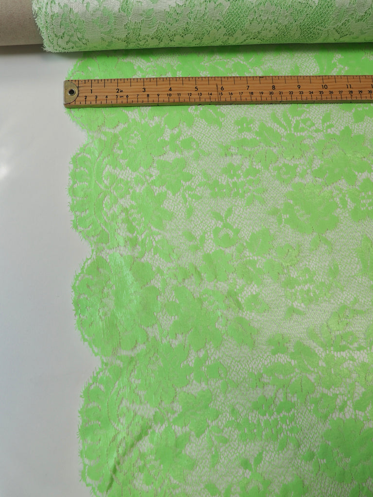 Lime Coated Floral Scallop Lace