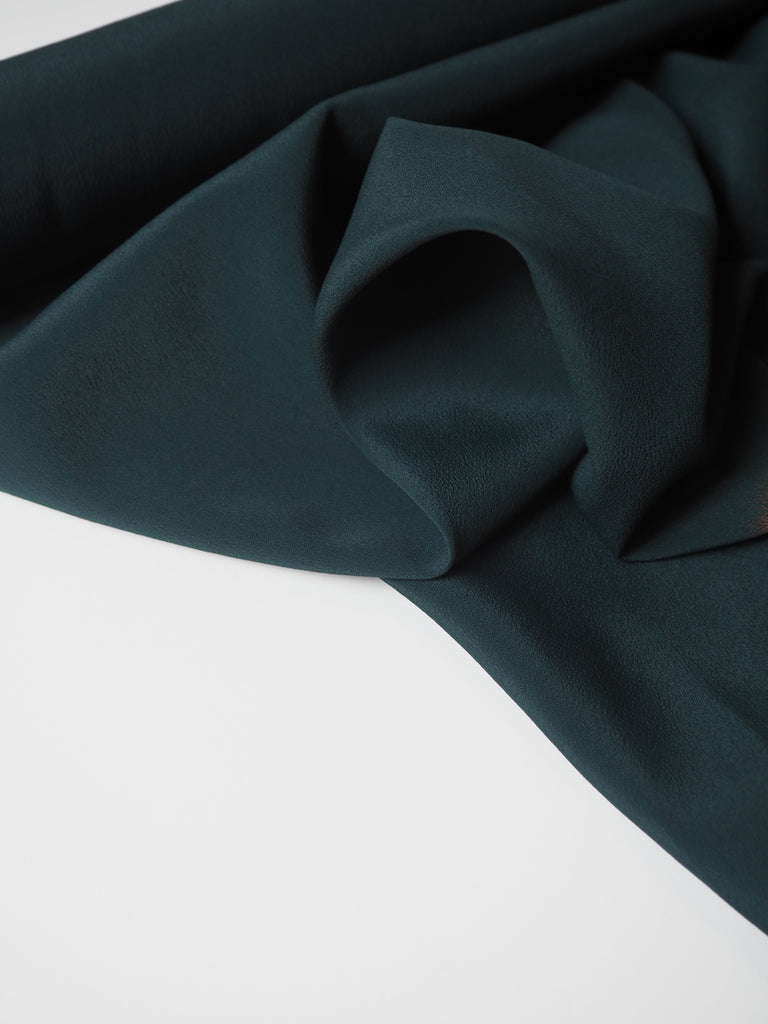 Deep Green Silk/Acetate Crepe de Chine