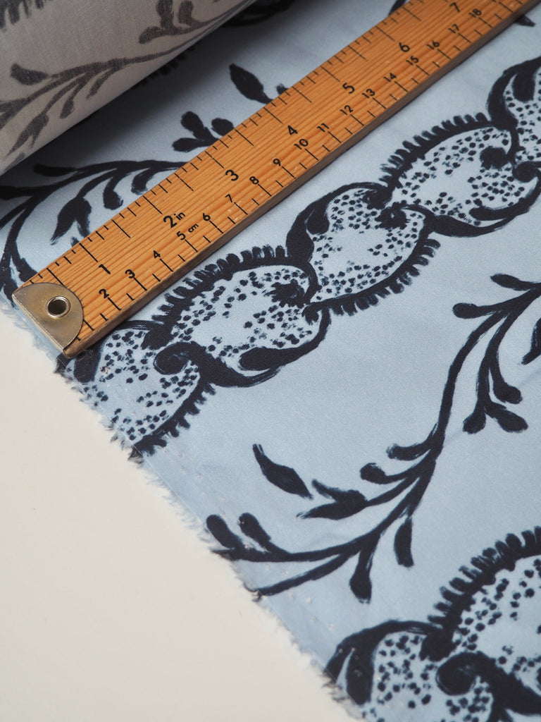 Blue Garland Stripe Cotton Poplin