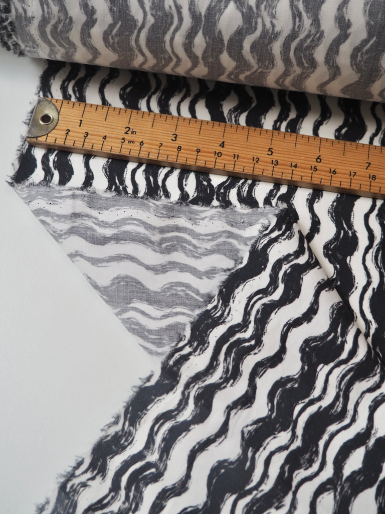Black Wavey Stripe Cotton Poplin