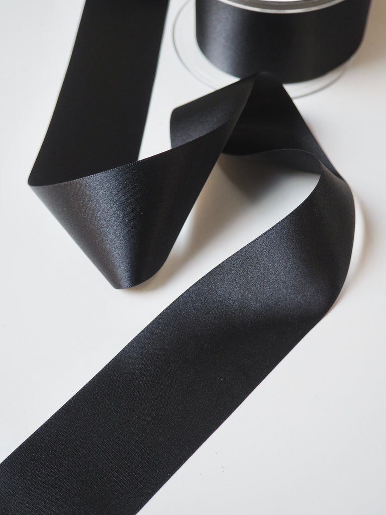 Berisfords Black Double Faced Satin Ribbon 50mm