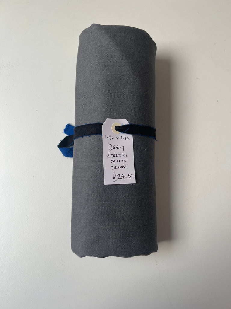 Grey Stretch Cotton Denim Remnant