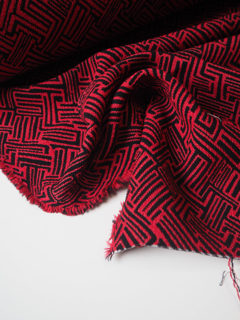 Red + Black Abstract Stretch Jacquard