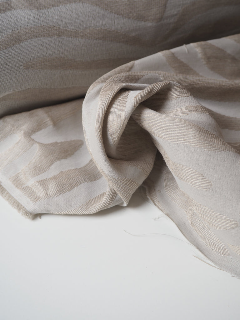 Natural Cotton/Linen Zebra Cloqué