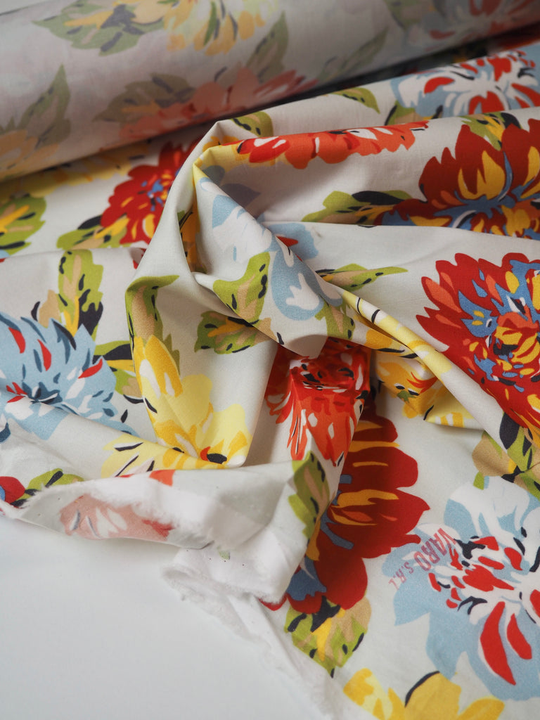 Rainbow Peony Stretch Cotton Poplin