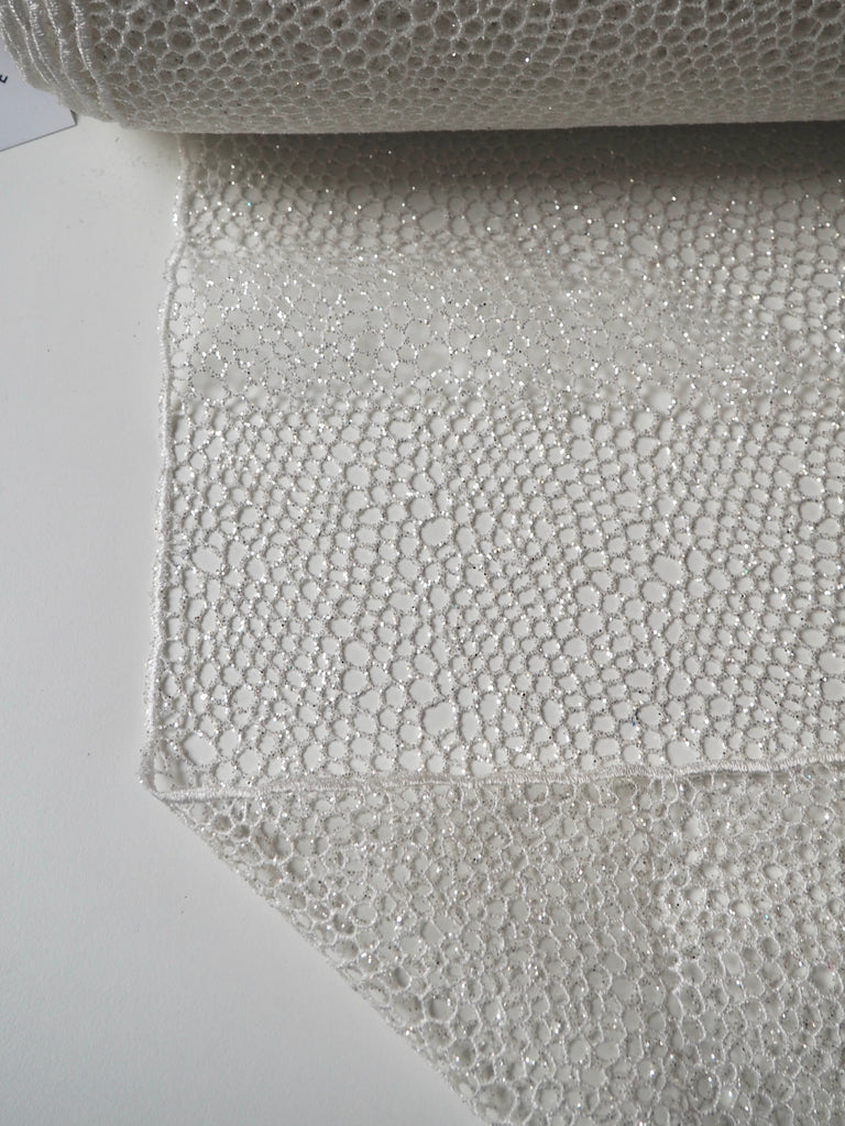 White Bubble Glitter Guipure Lace
