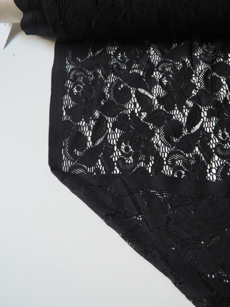 Black Soft Floral Stretch Lace