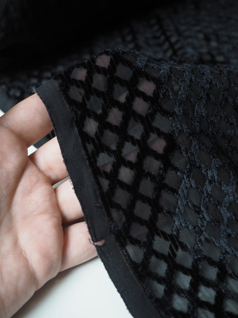 Black Lattice Velvet Chiffon