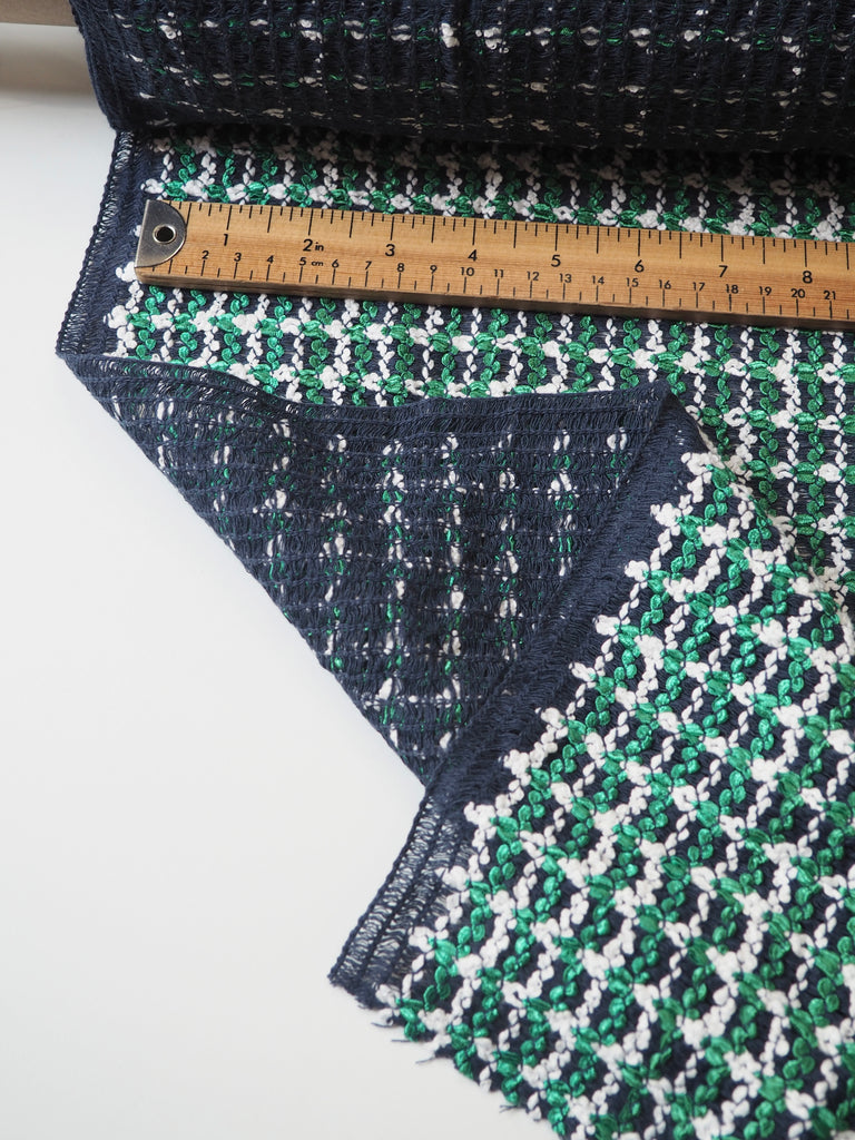 Green + White Loose Weave Tweed