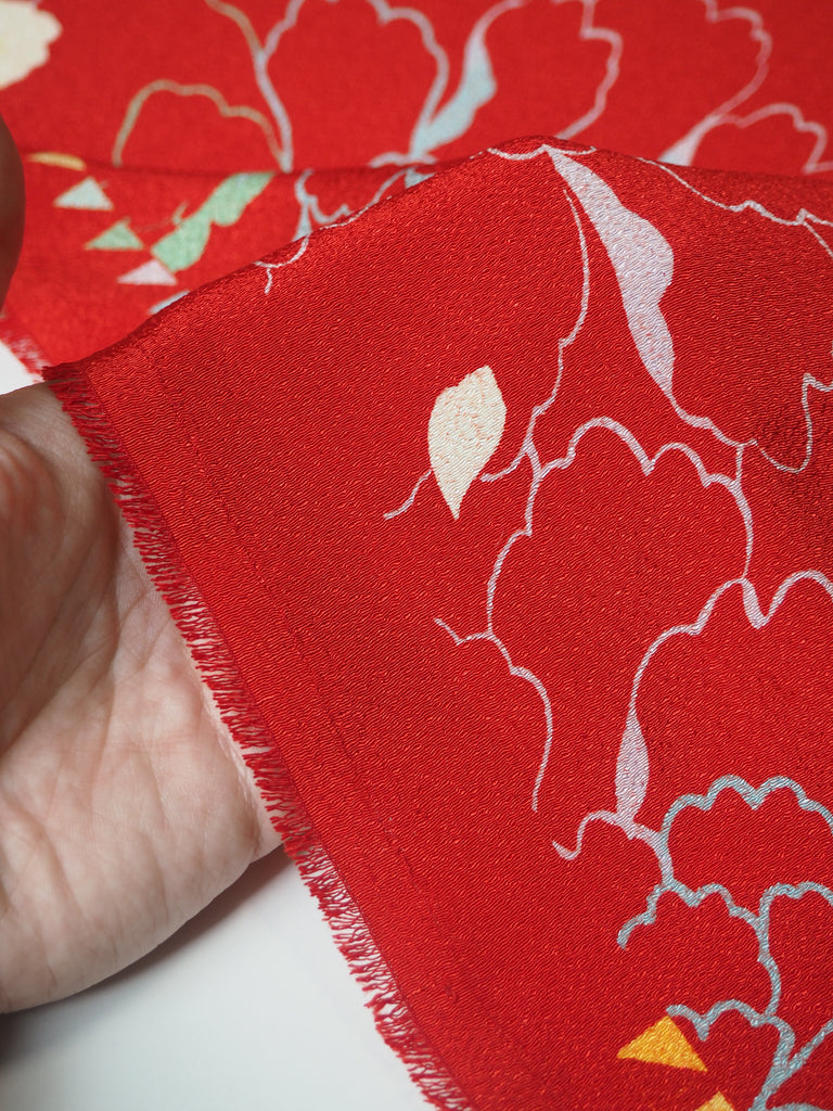 Red Floral Sateen Crepe