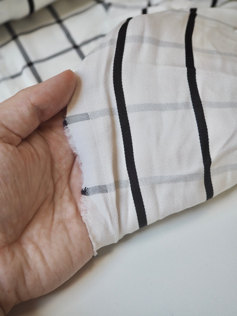 B+W Check + Stripe Crepe-Back Satin