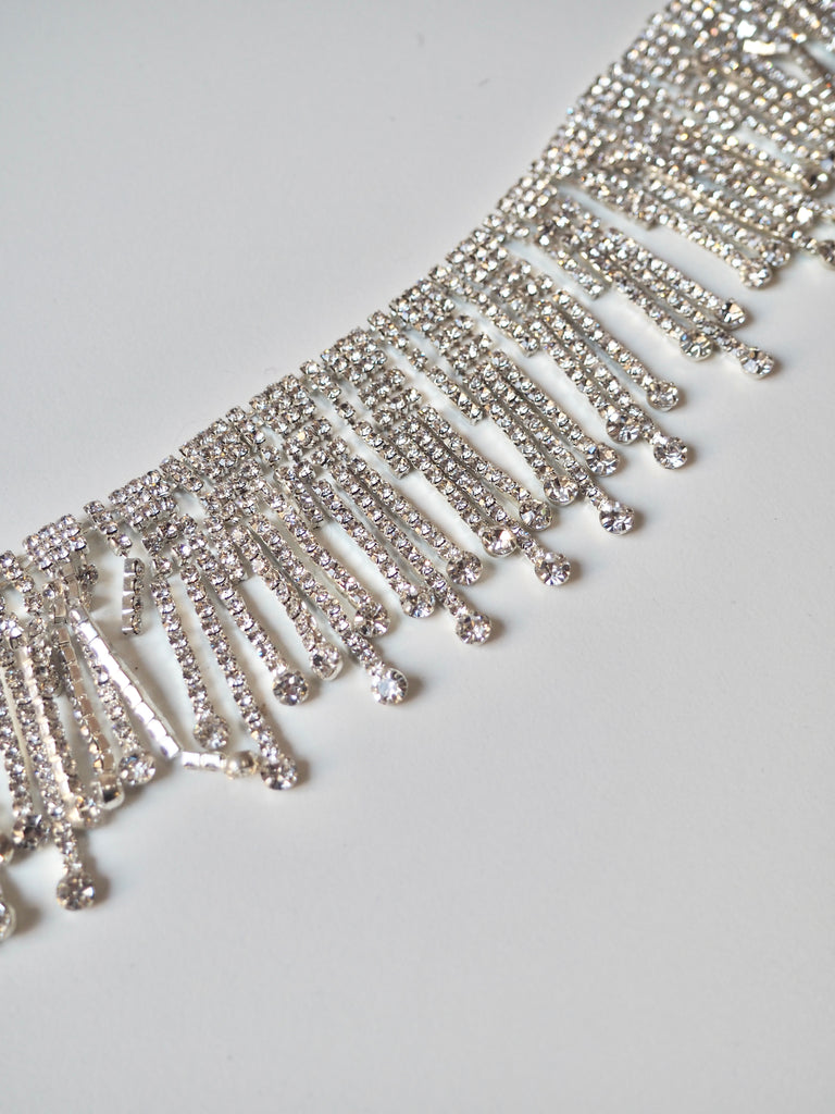 Silver Crystal Drop Trim 5cm