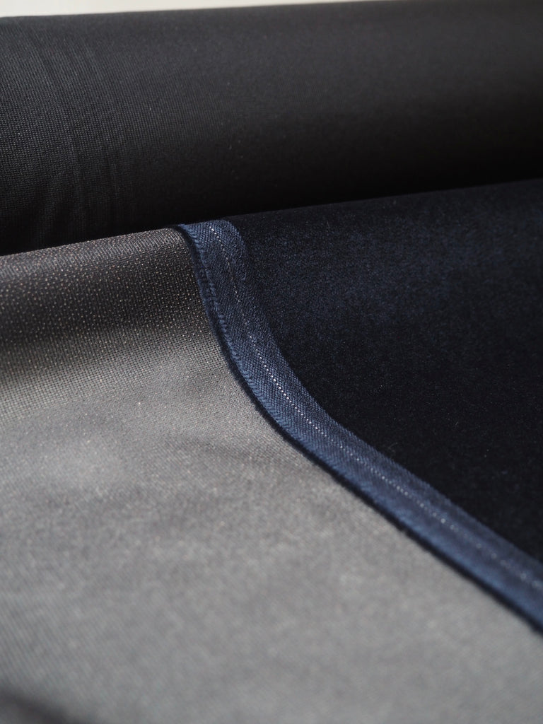 Navy Interfaced Cotton Velvet