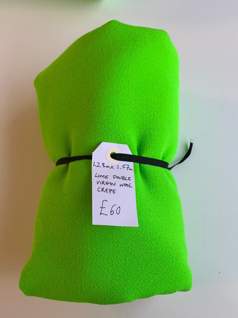 Lime Double Virgin Wool Crepe Remnant